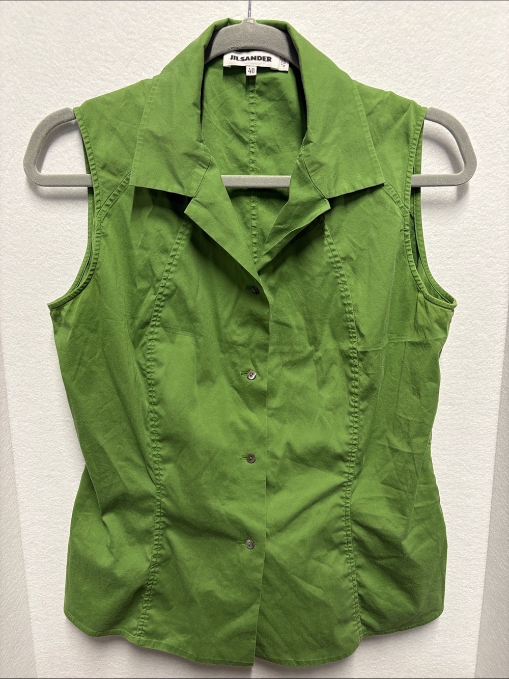 Jill Jil Sander Women’s Cotton Blend Button Up Sleeveless Top Made In Italy